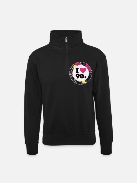 I ♥ 90s – Nostalgic retro design - Unisex sweater with zip collar - black