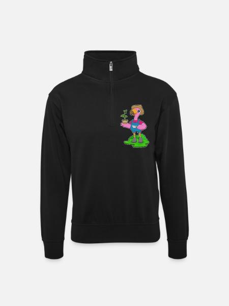 Flamingo Farmer Seedling Farm - Unisex sweater with zip collar - black