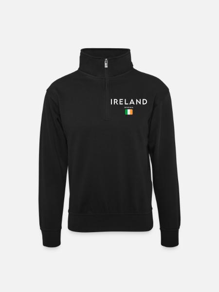 Flag of Ireland, Irish Pride - Unisex sweater with zip collar - black