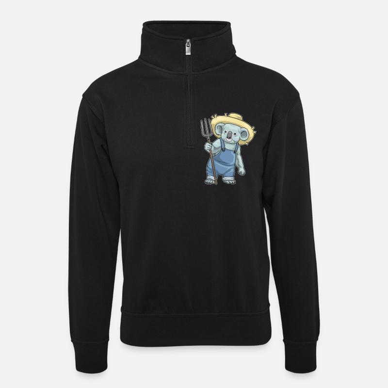Fourche Koala Farmer - Sweat col montant zippé unisexe - noir