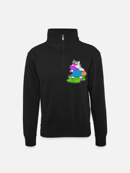 Licorne Basketteur Basketteur - Sweat col montant zippé unisexe - noir