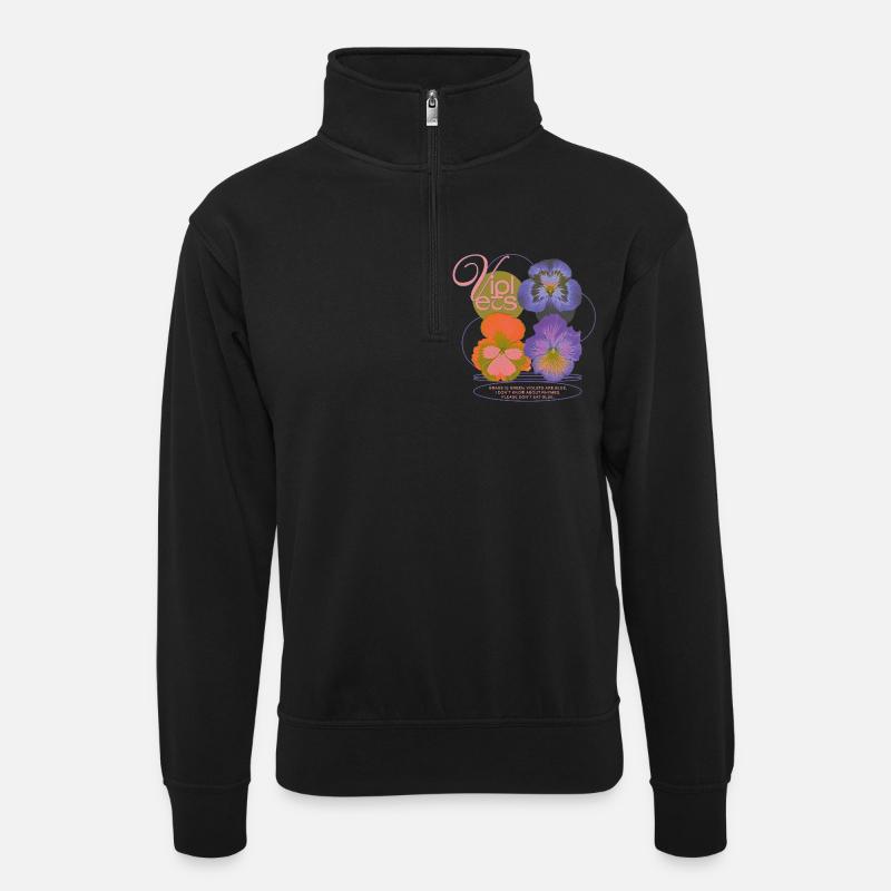 Violets Poem Flower Humor - Unisex Pullover mit Zip-Kragen - Schwarz