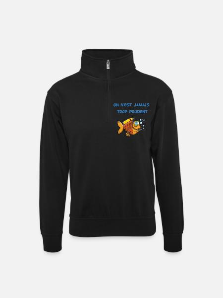 Poisson plongeur - Sweat col montant zippé unisexe - noir