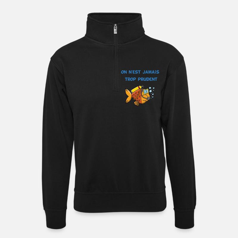 Poisson plongeur - Sweat col montant zippé unisexe - noir