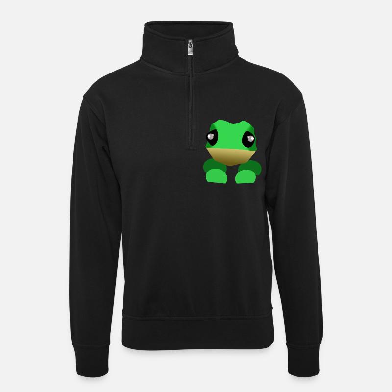 Frosch - Unisex Pullover mit Zip-Kragen - Schwarz