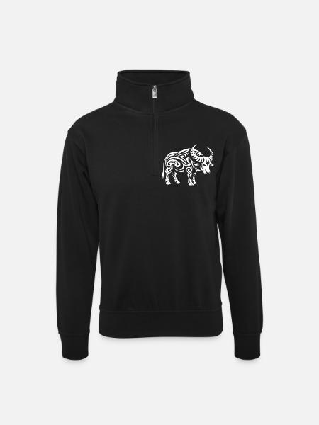 Buffle tribal - Sweat col montant zippé unisexe - noir