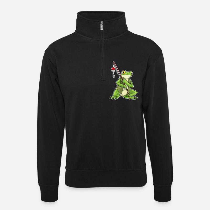 Grenouille Pêcheur Pêche - Sweat col montant zippé unisexe - noir