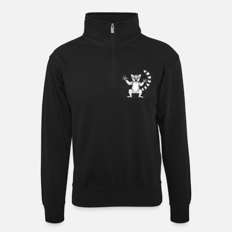 Lémurien - Sweat col montant zippé unisexe - noir