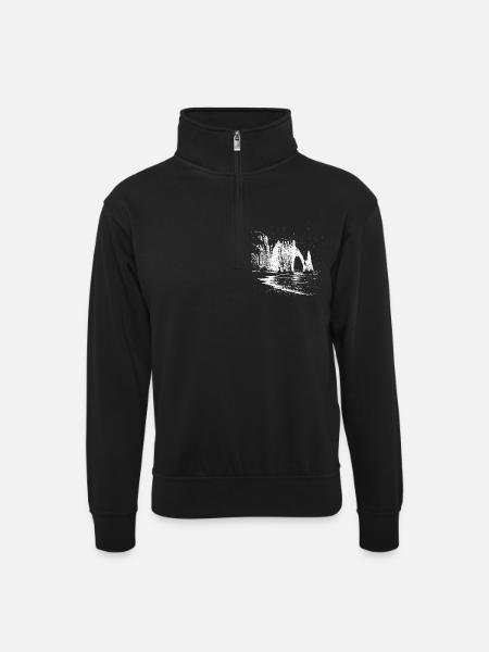 Starry night over Étretat - Unisex sweater with zip collar - black