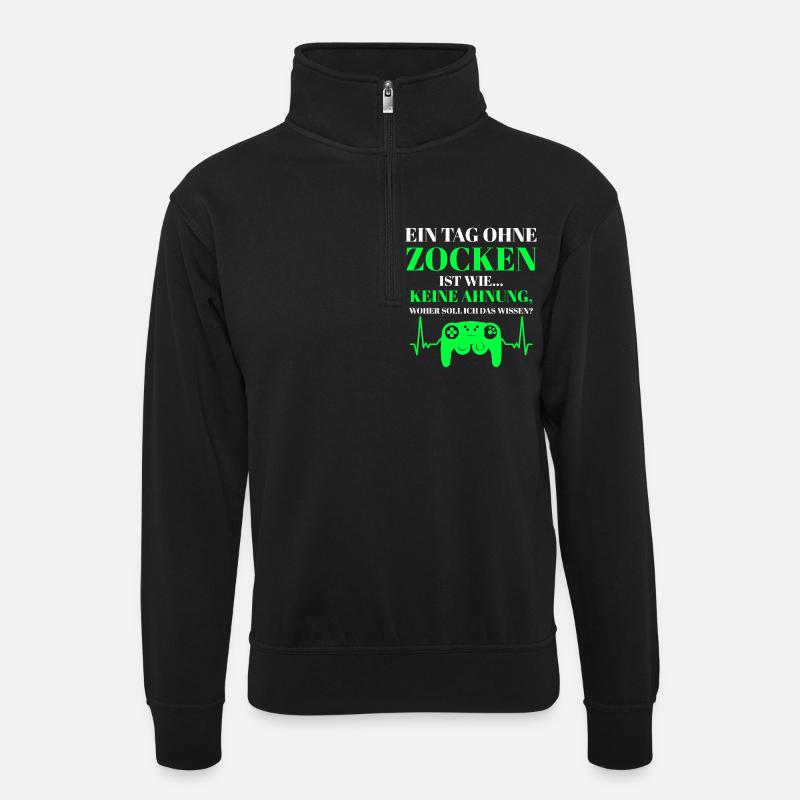 Gamer doldrums: Day without gambling - Unisex sweater with zip collar - black