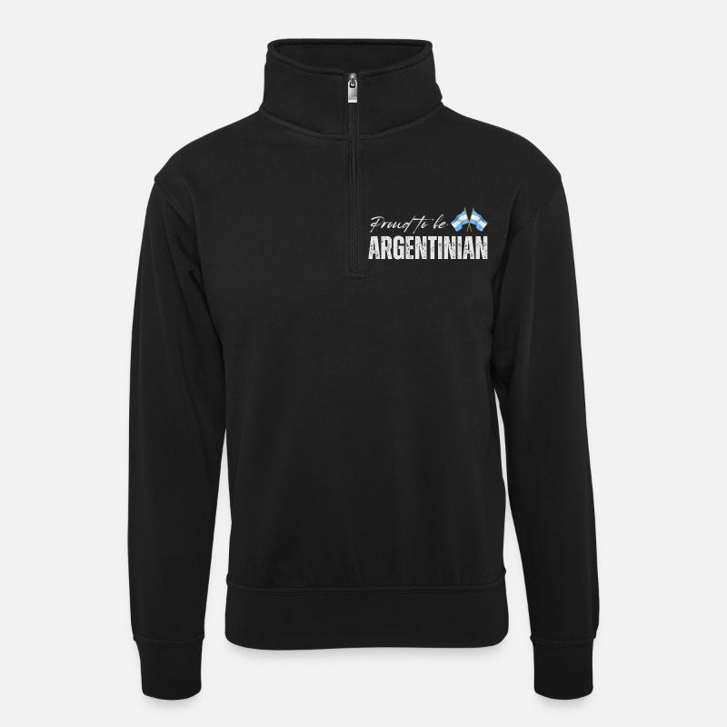 Fière Argentine, j’adore l’Argentine - Sweat col montant zippé unisexe - noir