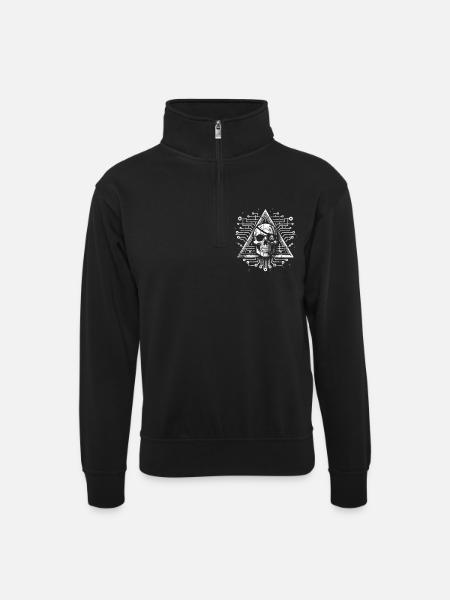 Conception numérique de triangle de crâne - Sweat col montant zippé unisexe - noir
