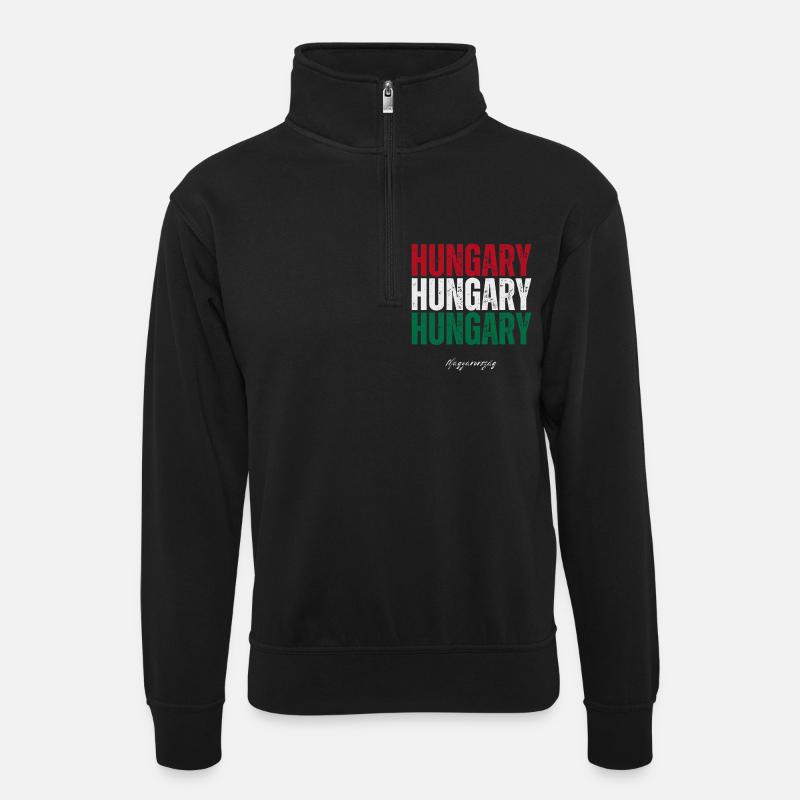 Ungarischer Stolz, ich liebe Ungarn - Unisex Pullover mit Zip-Kragen - Schwarz