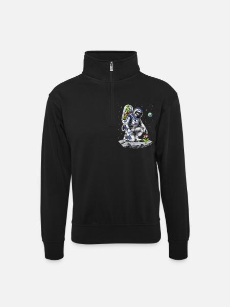 Space Astronaut Botanist - Unisex sweater with zip collar - black