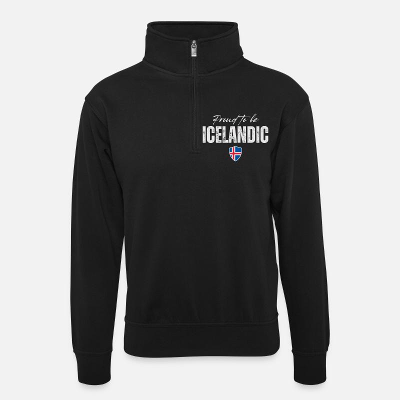 Fierté islandaise, drapeau islandais - Sweat col montant zippé unisexe - noir
