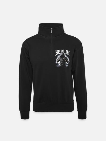 Graffiti-Style Berlin Cityscape - Unisex sweater with zip collar - black