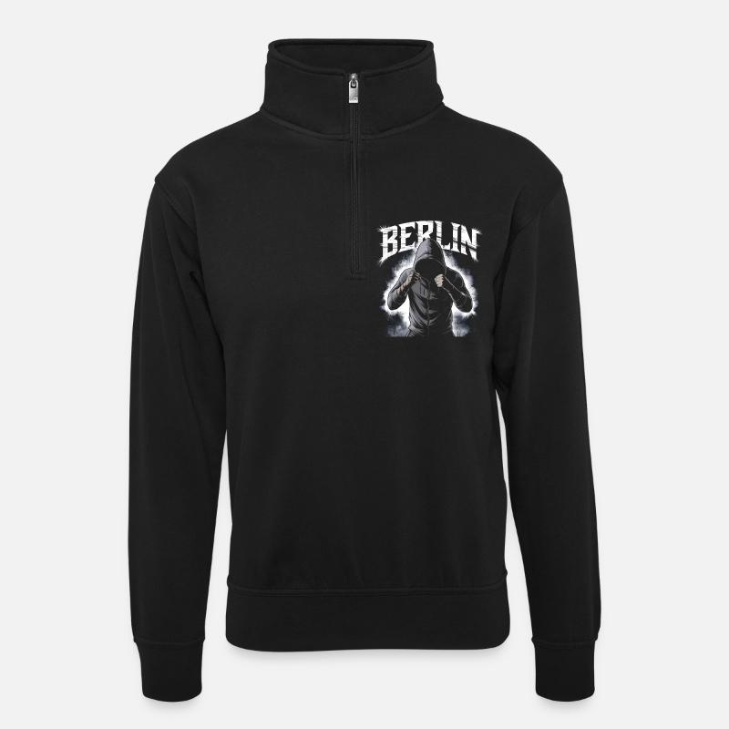 Graffiti-Style Berlin Cityscape - Unisex sweater with zip collar - black