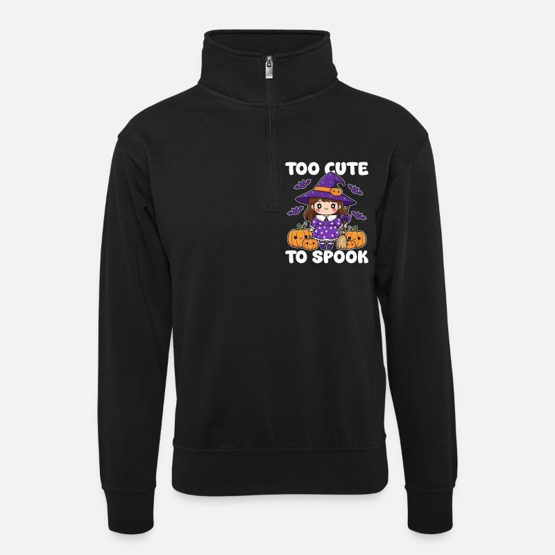 ZU SÜSS ZUM GRUSELN - HEXE HALLOWEEN - Unisex Pullover mit Zip-Kragen - Schwarz