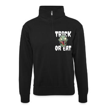 TRICK OR EAT - ZOMBIE HALLOWEEN - Unisex sweater with zip collar - black - Front