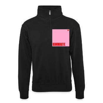 Politik Demokratie Herz - Unisex Pullover mit Zip-Kragen - Schwarz - Vorne