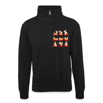 Corgi Yoga Adventures – Art ludique des chiots - Sweat col montant zippé unisexe - noir - Devant