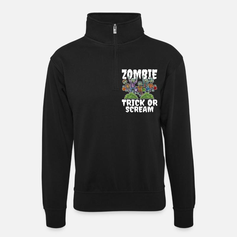 GRIM ZOMBIE REAPER - ZOMBIE HALLOWEEN - Unisex sweater with zip collar - black
