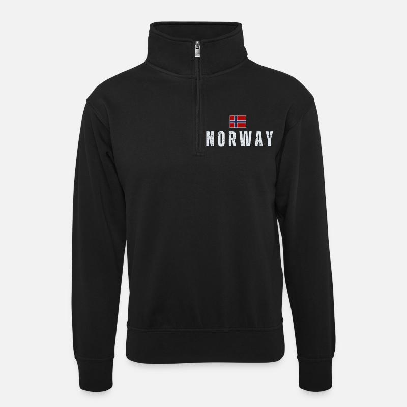 Norwegian flag, Norwegian patriot - Unisex sweater with zip collar - black