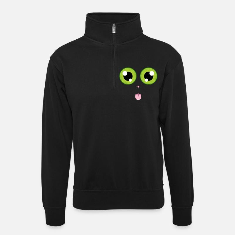 Le chat tire la langue - Sweat col montant zippé unisexe - noir