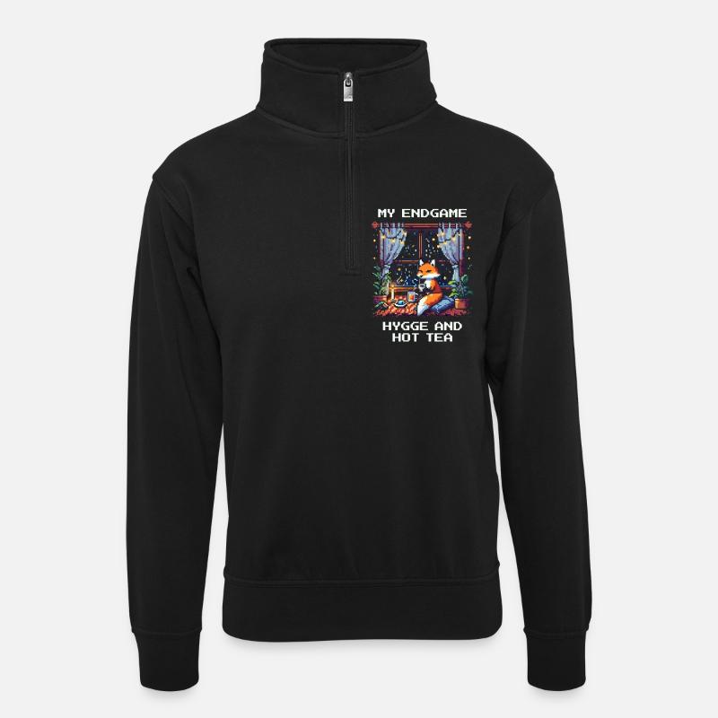Endgame: Hygge and hot tea - Unisex sweater with zip collar - black