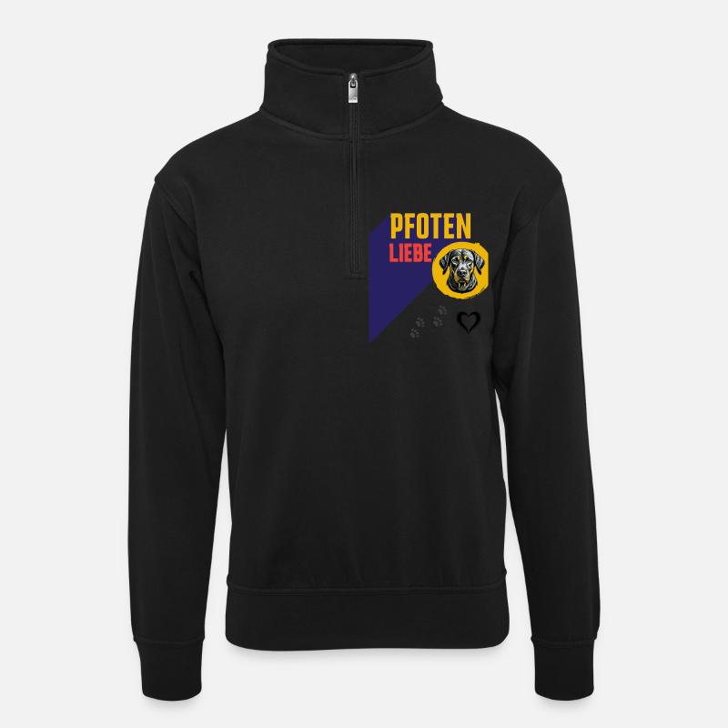 Pfoten Liebe Hundeillustration - Unisex Pullover mit Zip-Kragen - Schwarz