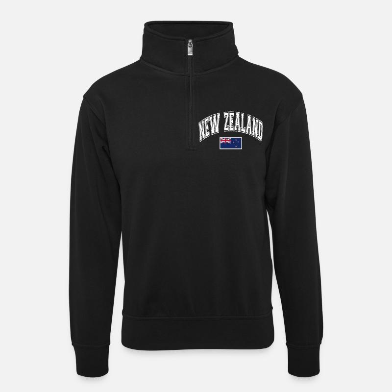 Neuseeland New Zealand Flagge - Unisex Pullover mit Zip-Kragen - Schwarz