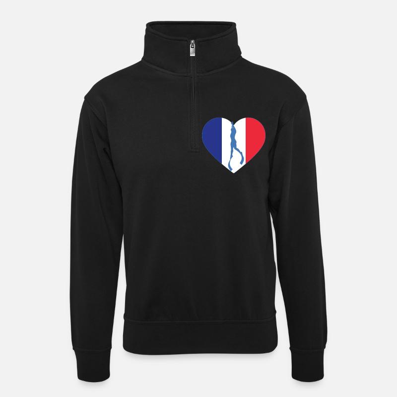 Frankreich Freitauchen Herz Flagge - Unisex Pullover mit Zip-Kragen - Schwarz