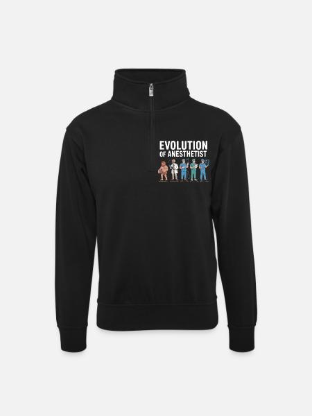 Evolution of Anaesthesiologists Illustration - Unisex sweater with zip collar - black