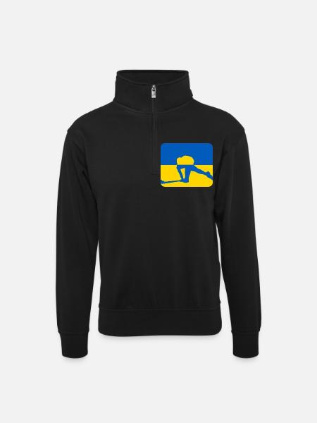 Ukraine Peace Hockey Design - Unisex sweater with zip collar - black