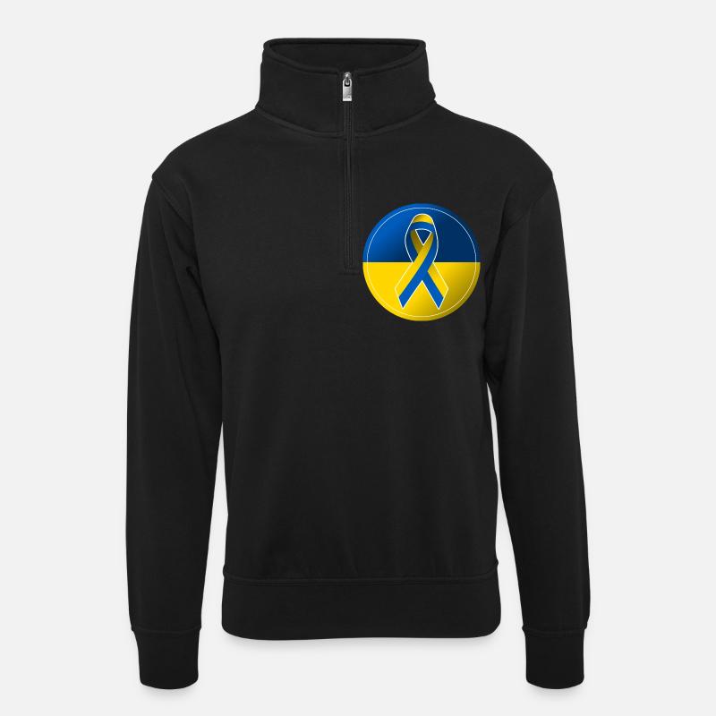 Solidarität Frieden Ukraine Demonstration - Unisex Pullover mit Zip-Kragen - Schwarz