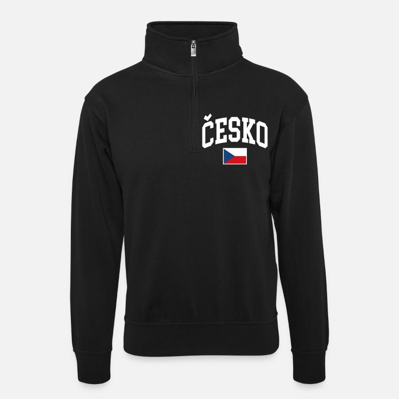 Tschechien Flagge - Unisex Pullover mit Zip-Kragen - Schwarz