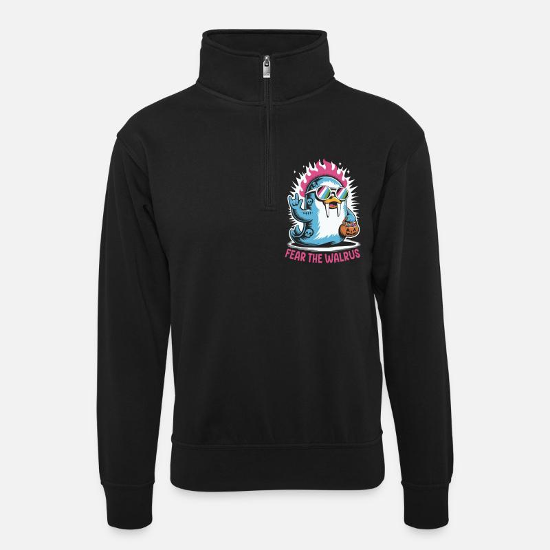 Walrus Punk Rocker Halloween - Sweat col montant zippé unisexe - noir