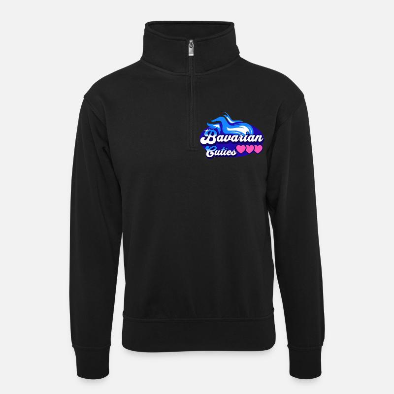 Süße bayrische Mädls - Unisex Pullover mit Zip-Kragen - Schwarz