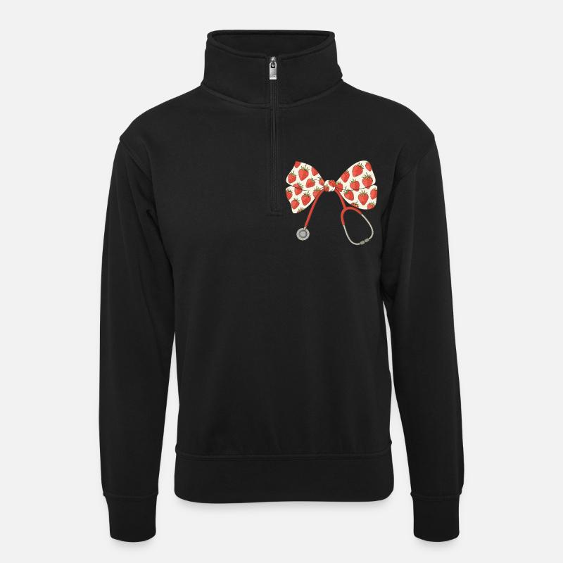Nurse, Stethoscope, Loop - Unisex sweater with zip collar - black