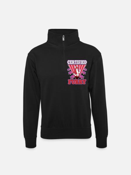 Certified furry - Unisex sweater with zip collar - black