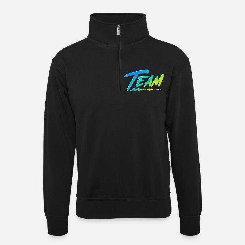 Team - Unisex Pullover mit Zip-Kragen - Schwarz