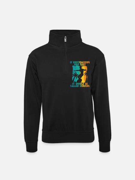 Bodyboarding Bodyboarder - Unisex sweater with zip collar - black