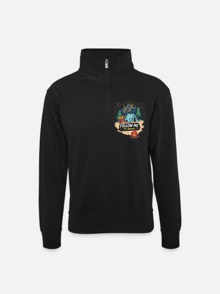 Outdoor Adventure Nature Tent - Unisex sweater with zip collar - black