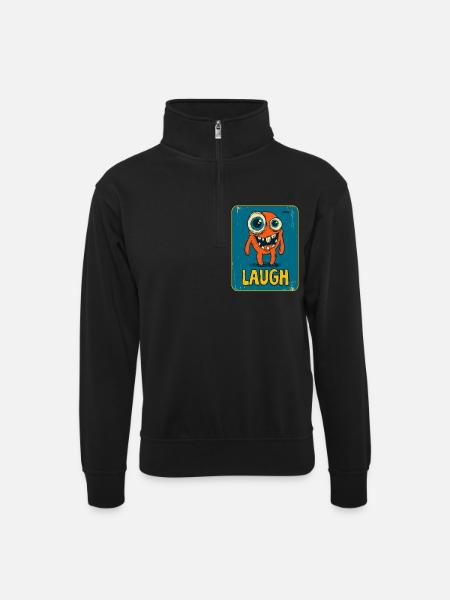 Whimsical Monster - Unisex sweater with zip collar - black