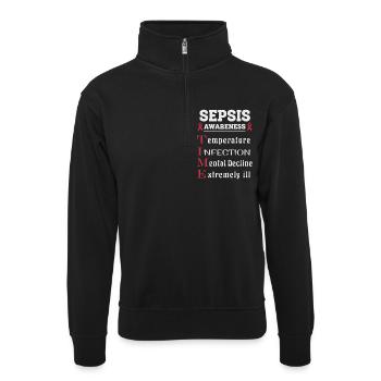 Sepsis Aufklärung T.I.M.E. Leitfaden - Unisex Pullover mit Zip-Kragen - Schwarz - Vorne