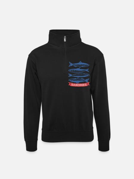 Sardines - Unisex sweater with zip collar - black