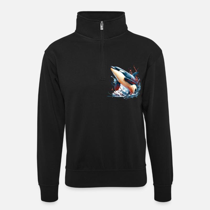 Orca Killer Whale - Unisex sweater with zip collar - black