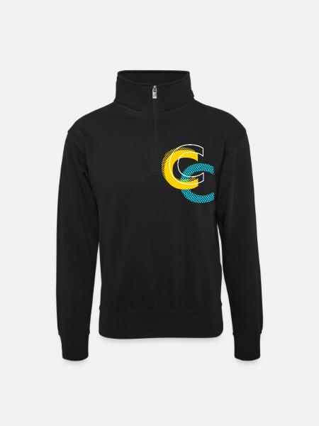 Lettre initiale C - Sweat col montant zippé unisexe - noir