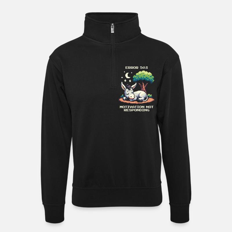 Mistake 503: No motivation | Donkey - Unisex sweater with zip collar - black