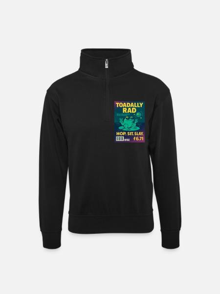 Toadally Rad Disco Frog Magazine - Unisex sweater with zip collar - black